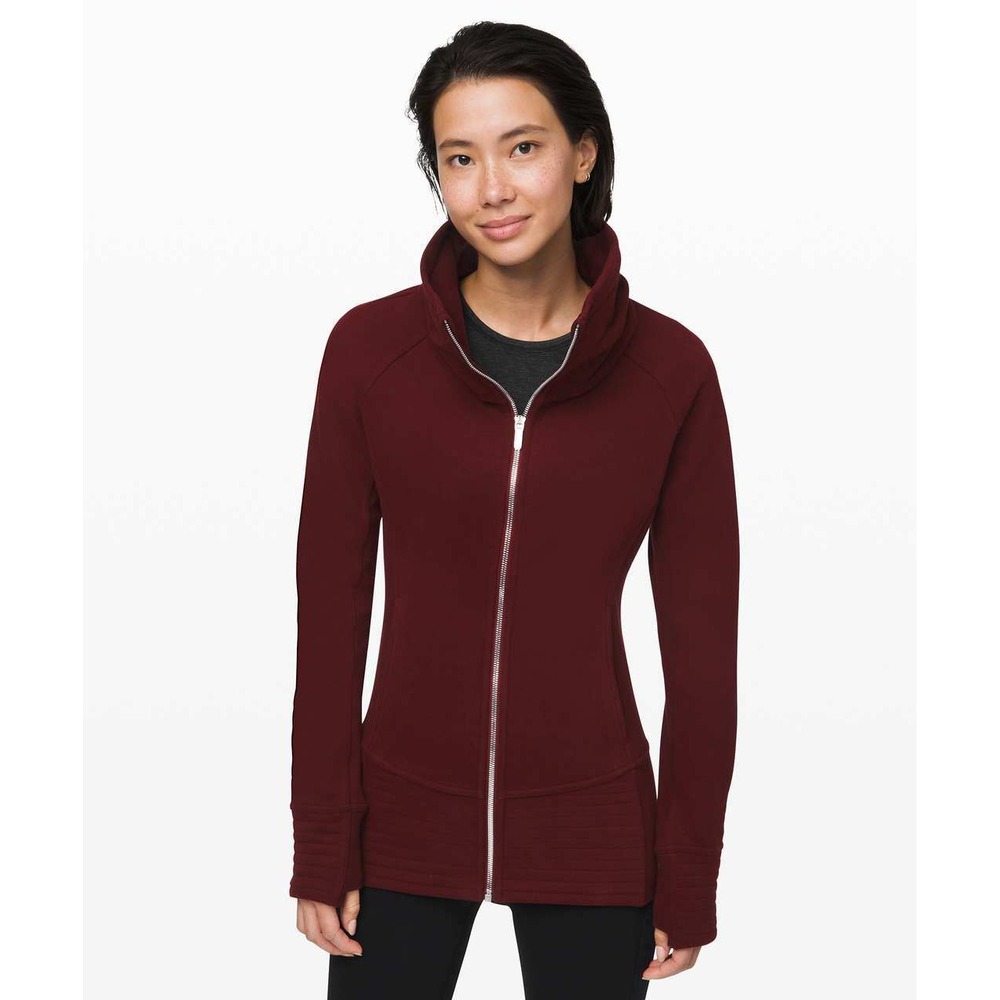 Lululemon Radiant Jacket II Maroon Full Zip Thumbholes Activewear Gorpcore Sz 8